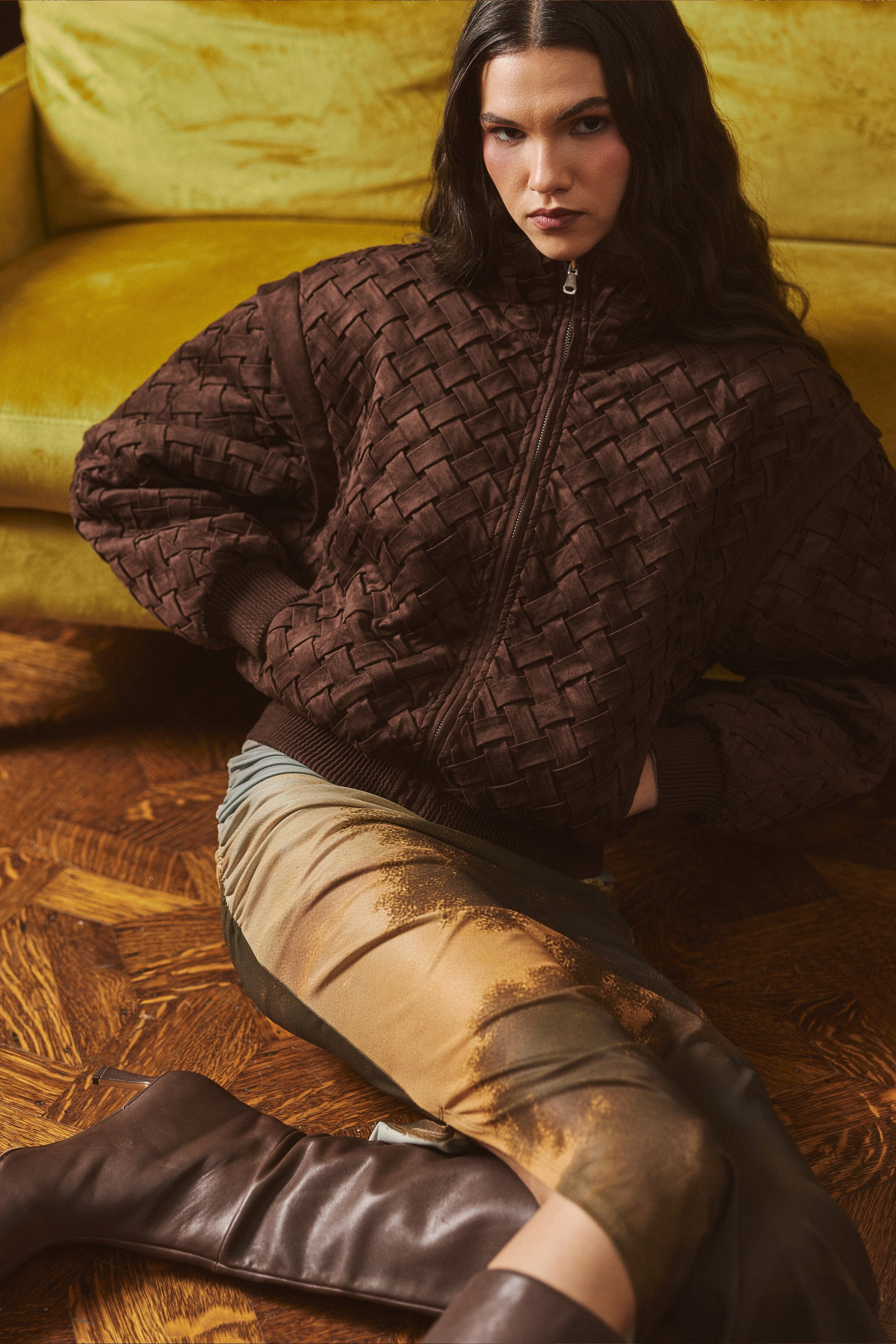 Woven Faux Suede Bomber Jacket | Avec Les Filles