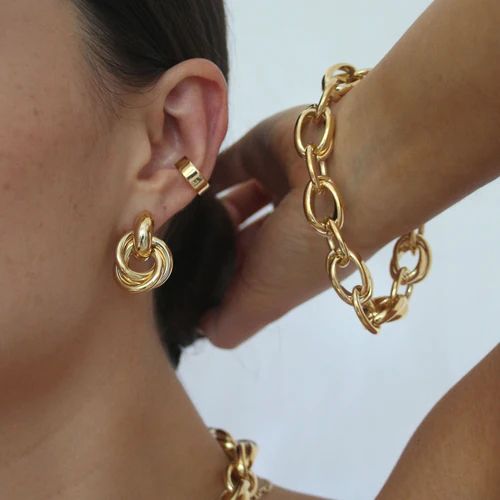 Statement Interlocking Earrings - Gold | Orelia London