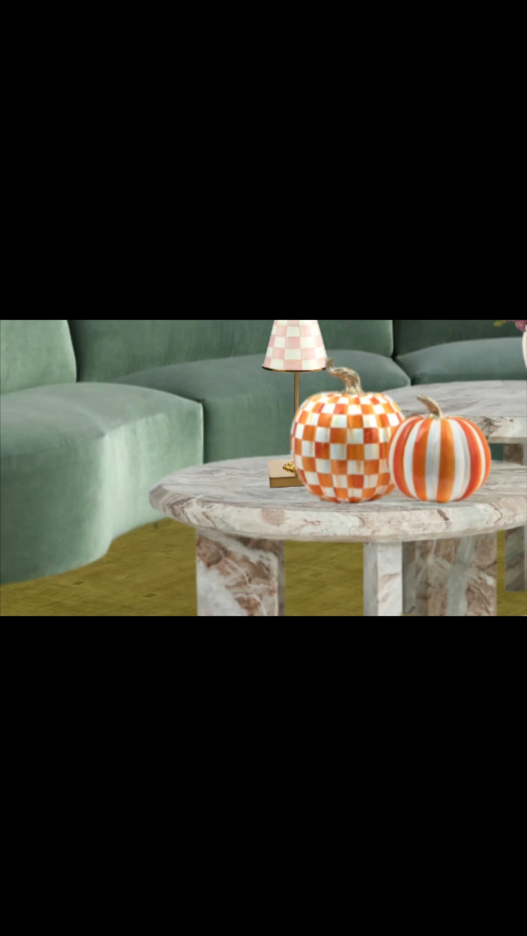 This living room we designed layers playfulness with elegance — a curved green sofa as the anchor, paired with pink lounge chairs that feel like a hug. The green hand-knotted rug from Lulu &amp; Georgia adds chic sophistication( live the dot motifs), while the chandelier from Serena &amp; Lily brings a touch of charm. And of course, a festive nod with Halloween pumpkins from Mackenzie-Childs. 🎃✨

#LivingRoomDesign #CurvedSofa #ChicInteriors #HandKnottedRug #SerenaAndLily #MackenzieChilds #HalloweenDecor #InteriorInspo #PlayfulElegance #HomeStyle

#LTKHalloween #LTKHome #LTKSaleAlert