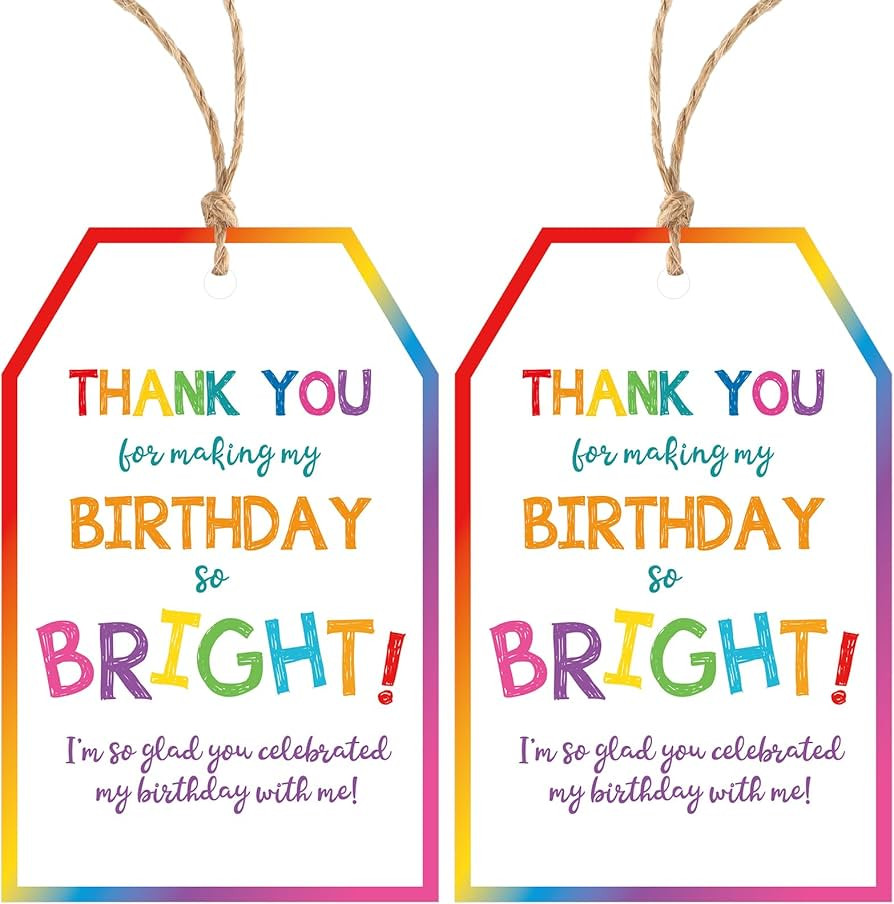 Birthday Gift Tags with String - Thank You Gift Tags 50 PCS Personalized Birthday Thank You Tag f... | Amazon (US)