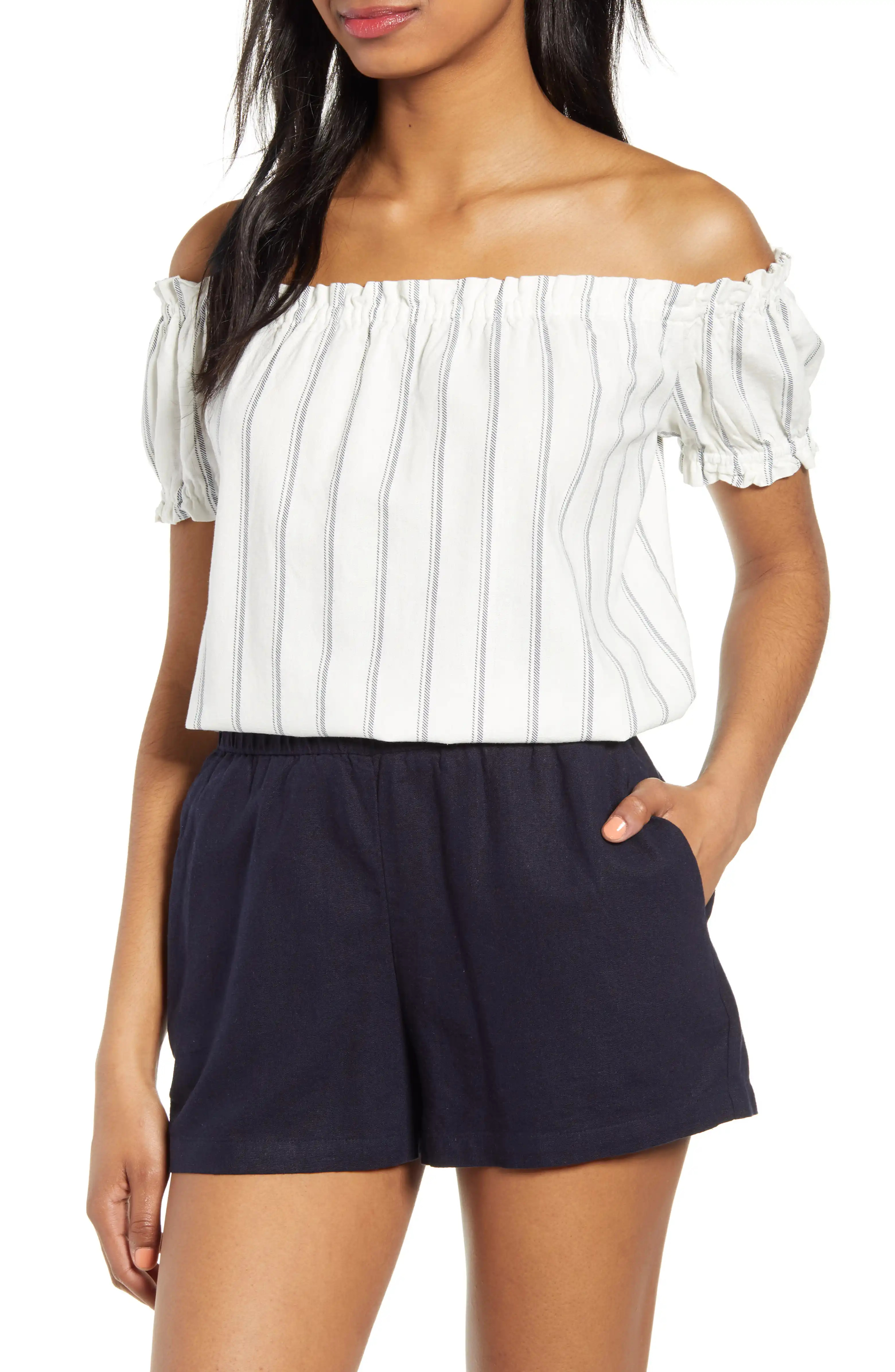 Vmanna Milo Off the Shoulder Linen Blend Top | Nordstrom