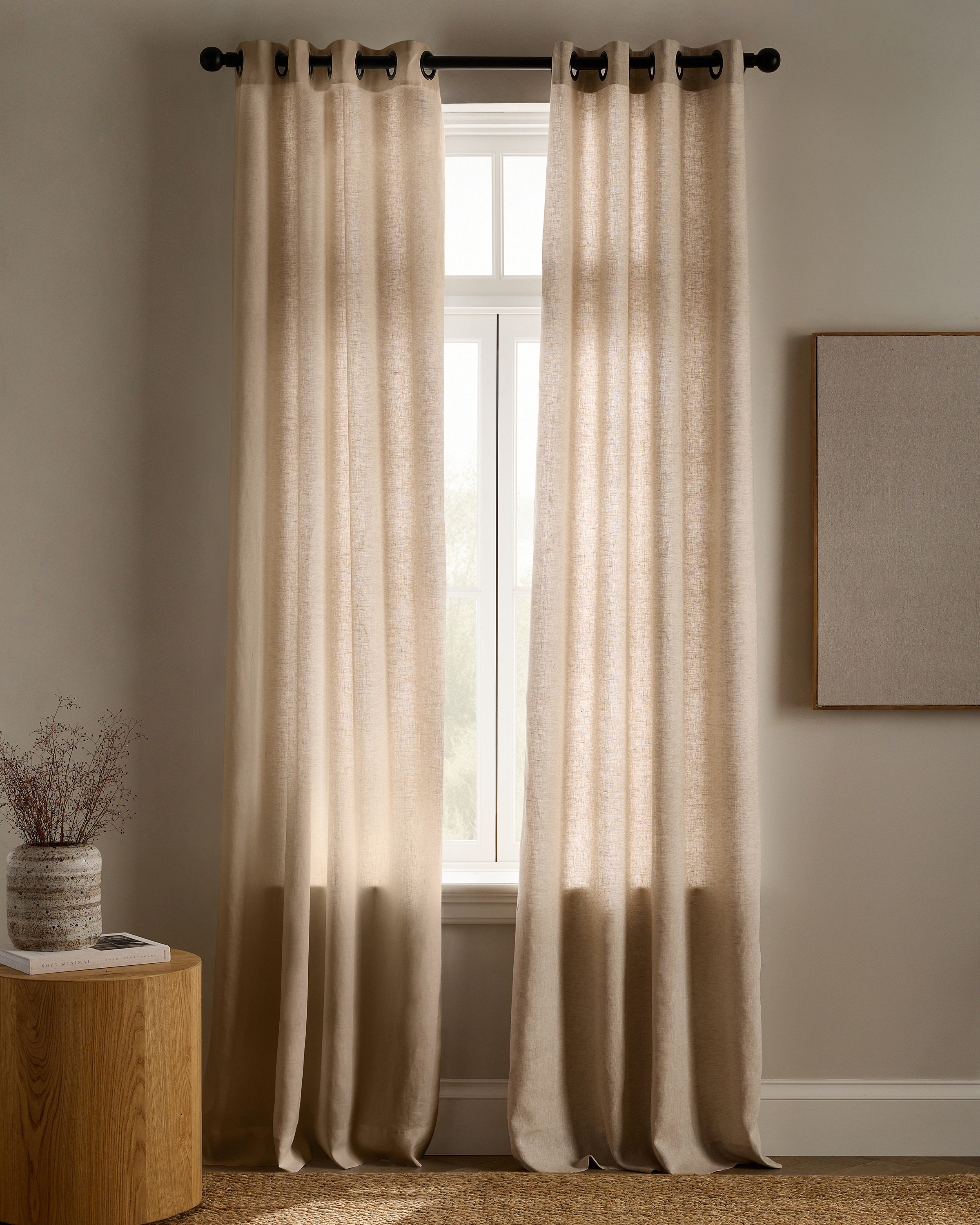 Quince | European Linen Grommet Curtain in Flax, Size 48x96 | Quince