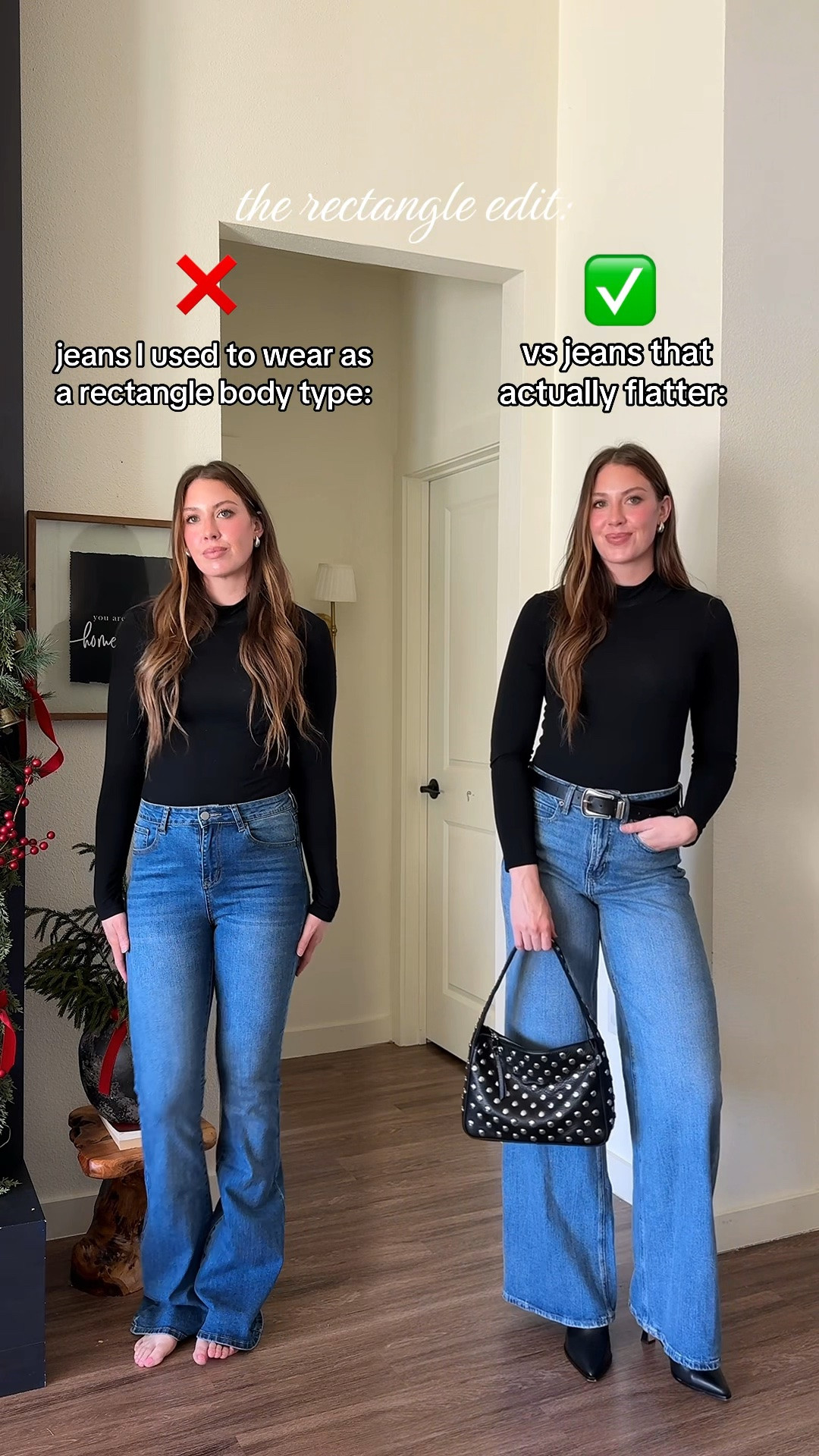 Rectangle body type? These jeans under $45 are my MUST HAVE. Adding shape and dimension to your lower - just add a fitted top, wrap or peplum top & curves instantly♥️ I’m 510 wearing a 4 tall! Small in top