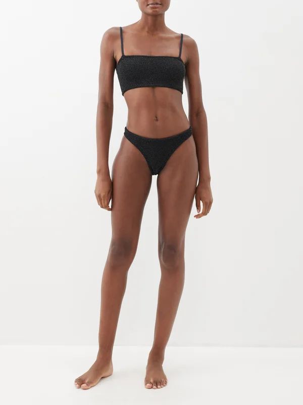 Gigi high-leg metallic crinkle-knit bikini | Hunza G | Matches (US)