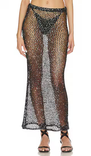 Manu Sequin Net Maxi Skirt in Black | Revolve Clothing (Global)