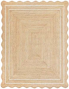 Weaving Village Wave Scalloped Natural Jute Rug Boho Jute Rug Entryway Runner Rug Farmhouse Scall... | Amazon (US)