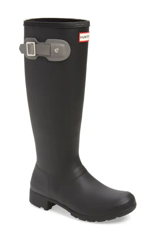 Hunter 'Tour' Packable Rain Boot in Black/Mere Rubber at Nordstrom, Size 9 | Nordstrom