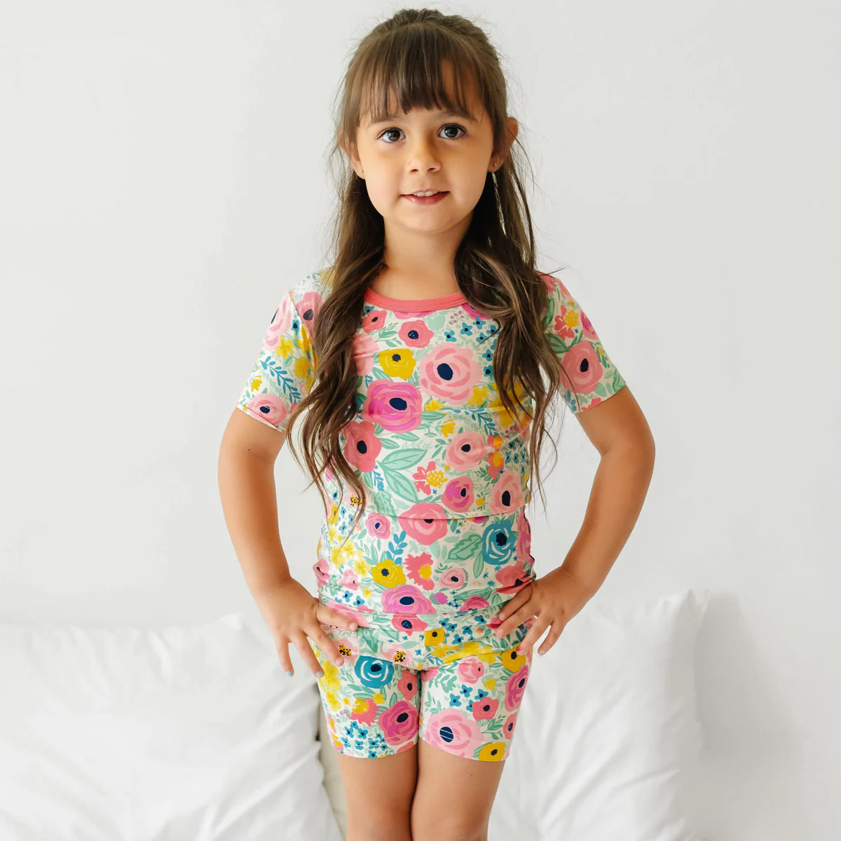 Secret Garden Two-Piece Short Sleeve & Shorts Pajama Set | Little Sleepies