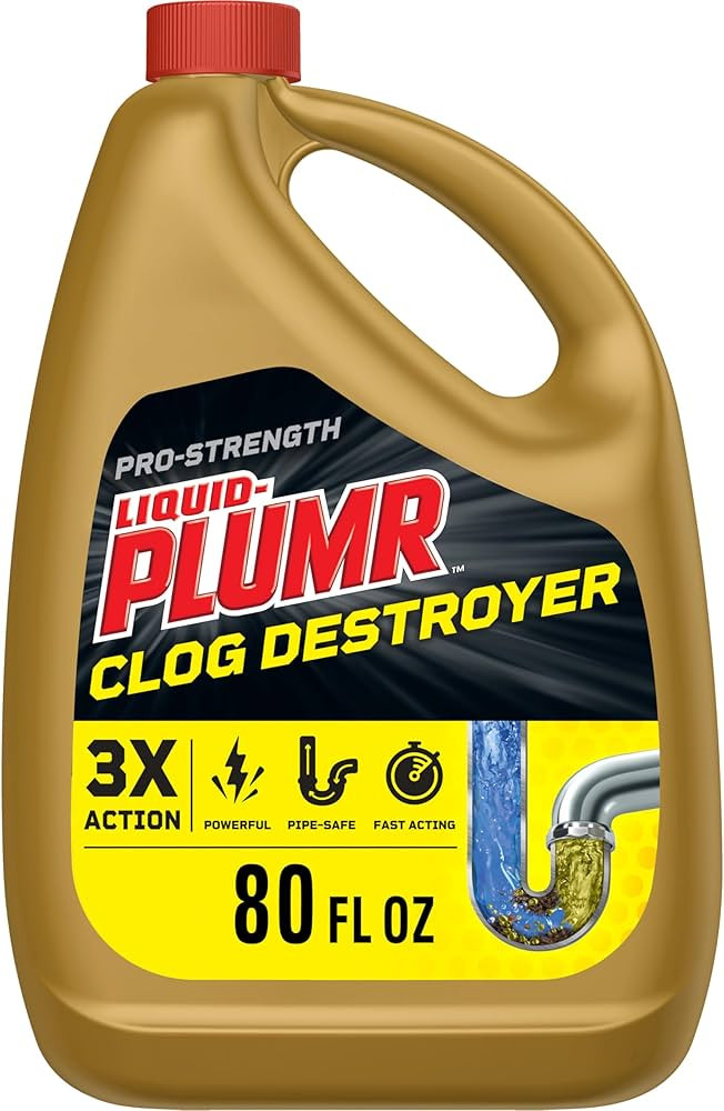 Clorox Liquid-Plumr Pro-Strength Clog Destroyer, Liquid Drain Cleaner, 80 Fluid Ounces (Package M... | Amazon (US)