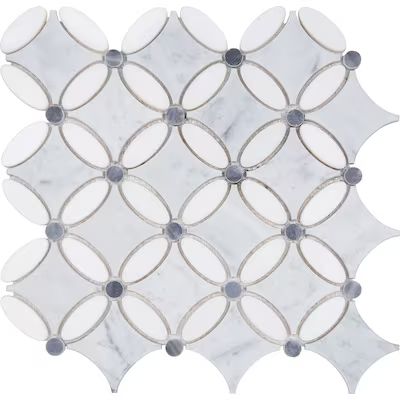Satori  Flower 12-in x 12-in Polished Natural Stone Marble Look Floor and Wall Tile | Lowe's