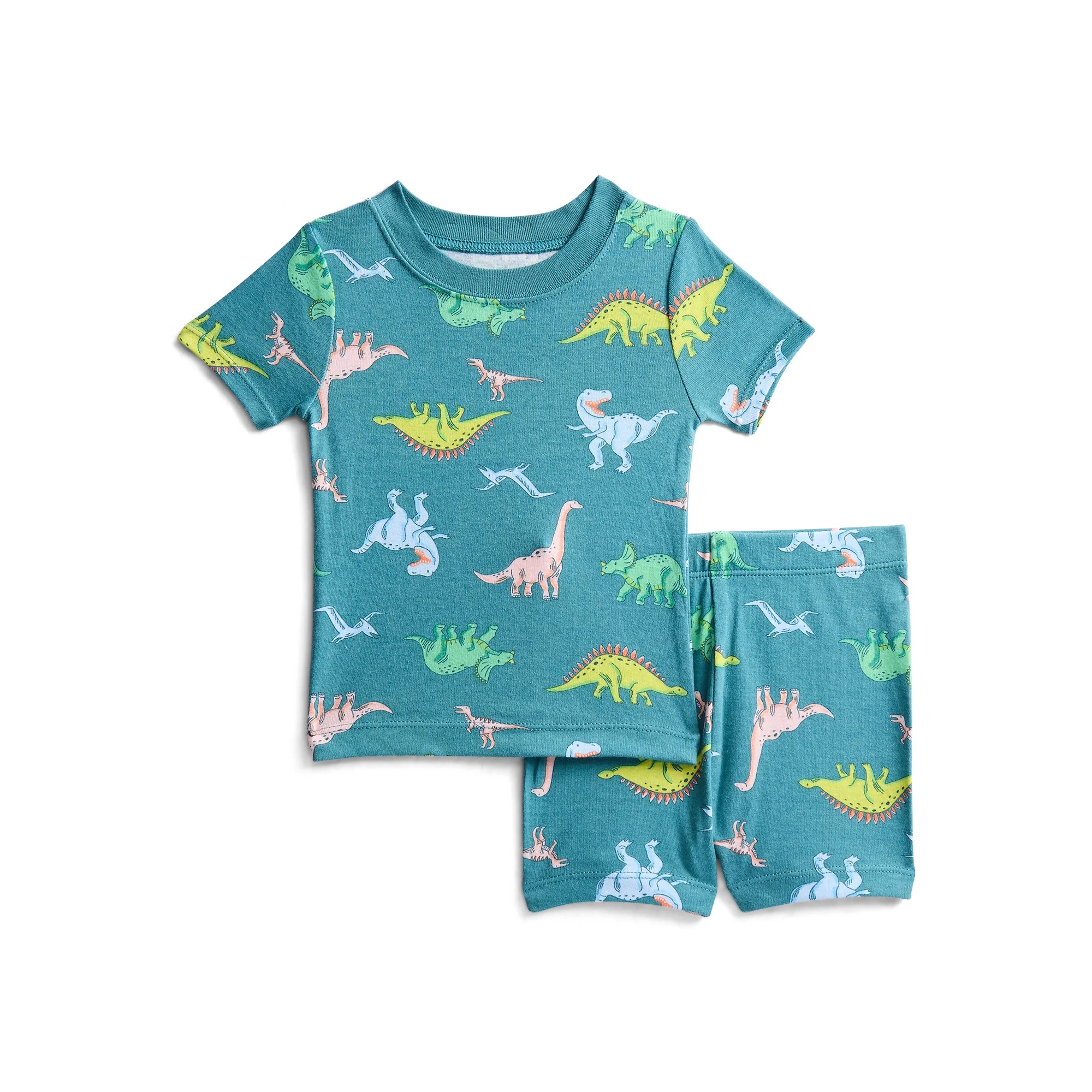 Wonder Nation Toddler Boys Short Sleeve Tee and Shorts Cotton Pajama Set, 2-Piece, Sizes 12M-5T | Walmart (US)