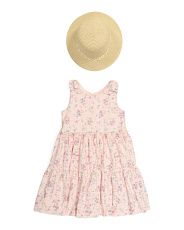 Girls Floral Sleeveless Dress With Hat | TJ Maxx