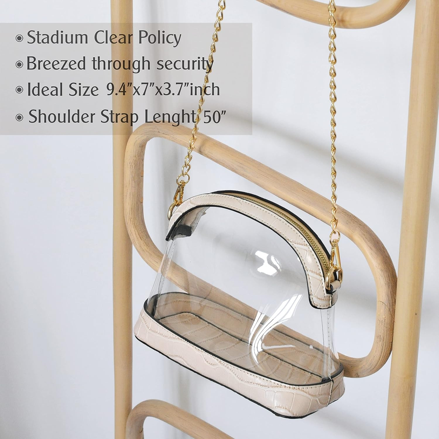 Clear Cross Body Bag with Vegan Leather Trim Stadium Approved Women Shoulder Handbag | Amazon (US)