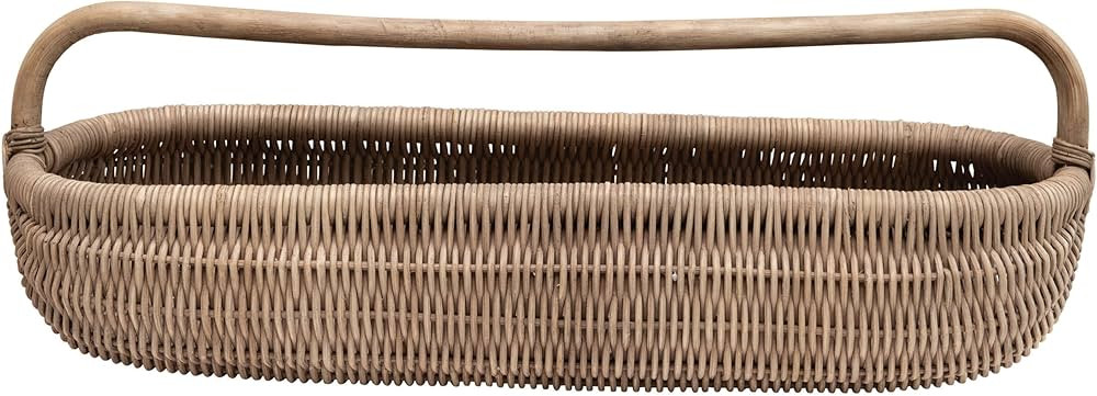 Creative Co-Op Hand-Woven Rattan Basket with Handle, Natural Tray | Amazon (US)