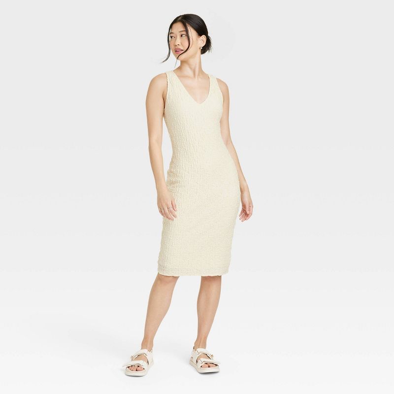 Women's Sleeveless Puckered Knit Midi Bodycon Dress - A New Day™ | Target