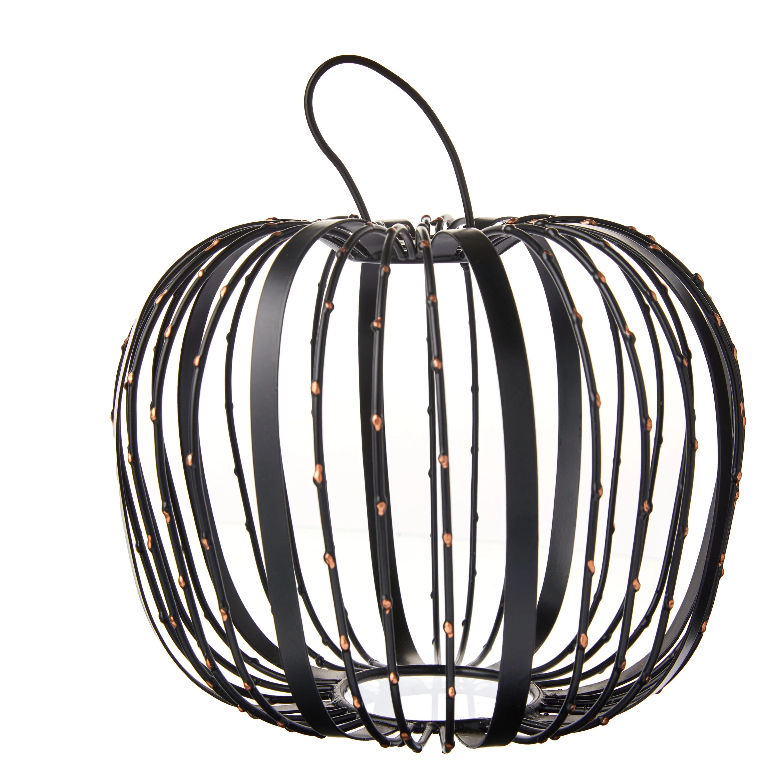 Halloween Beaded Metal Wire Pumpkin Decoration, Black Finish with Copper Dots, 8.5 in, by Way To ... | Walmart (US)