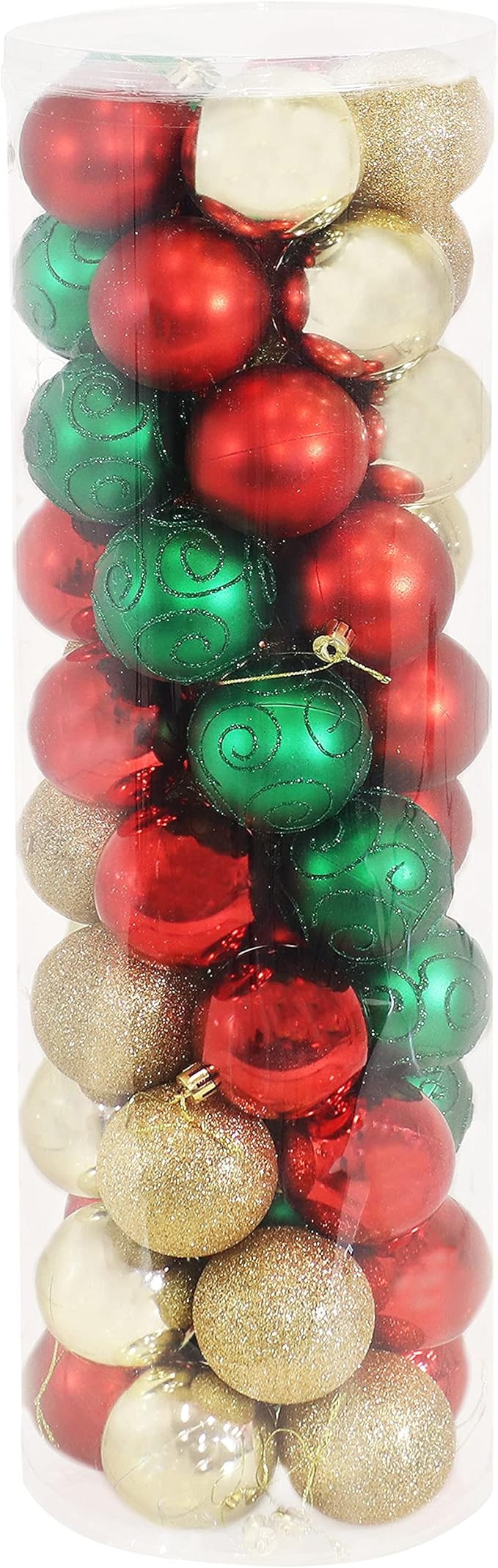 Sunnydaze Holly Jolly 50ct Christmas Ornament Balls - 5 Styles of Shatterproof Christmas Decorati... | Amazon (US)