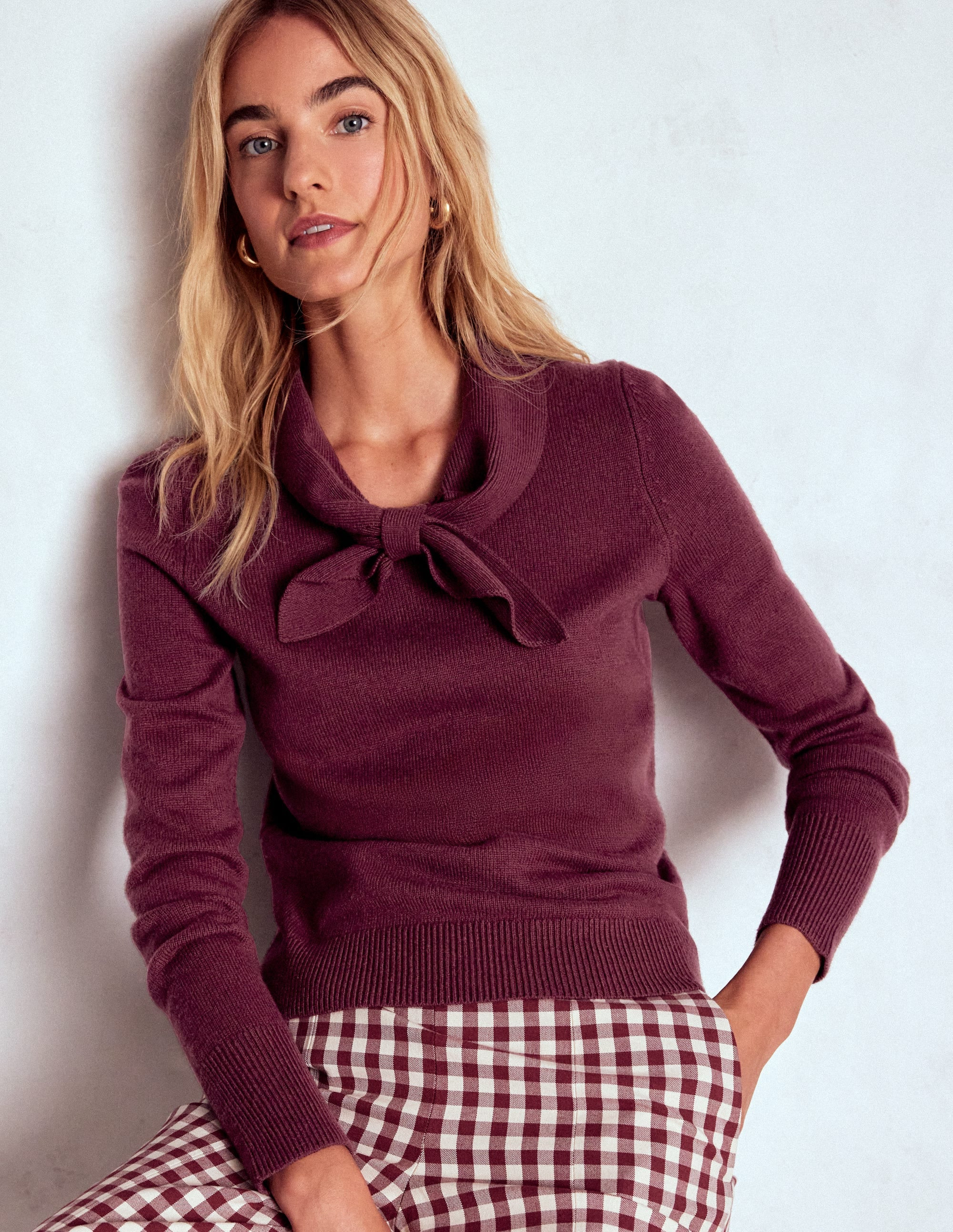 Knitted Bow Sweater-Deep Wisteria | Boden (US)