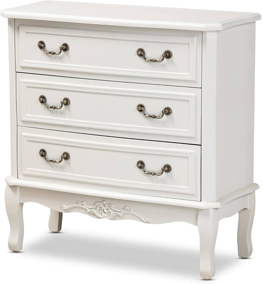 Baxton Studio Gabrielle White-Finished 3-Drawer Wood Dresser | Amazon (US)
