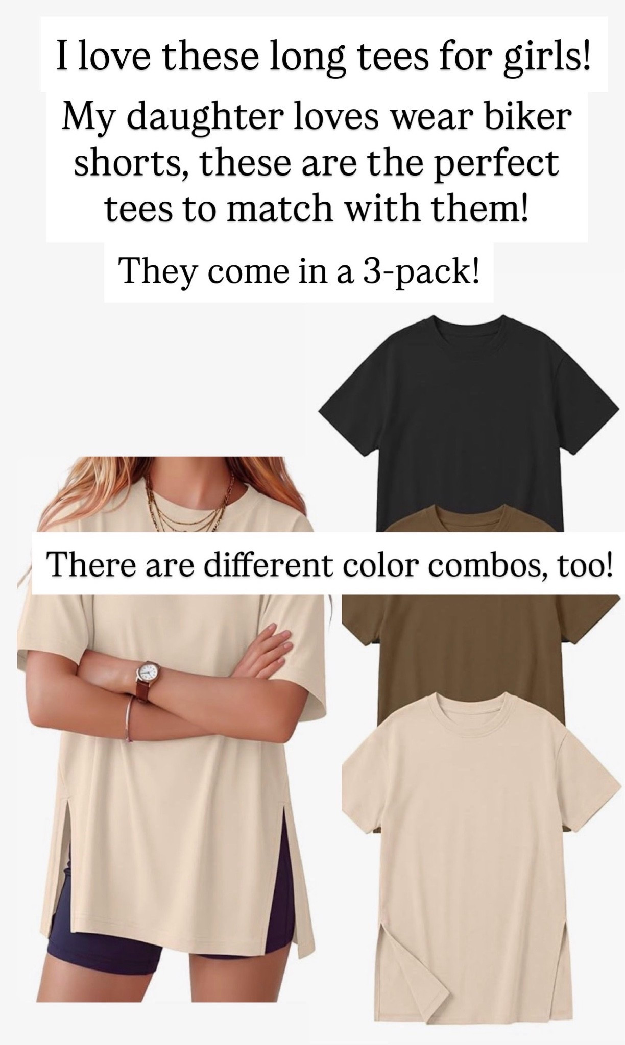 I just bought these for my daughter on Amazon and they are the perfect length for wearing these with biker shorts. I love these T-shirts.

#LTKKids