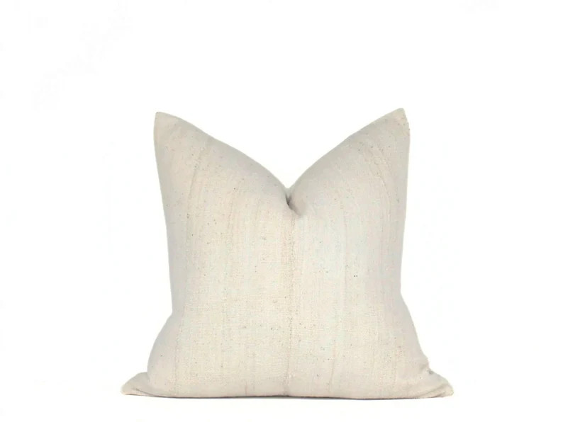 Mudcloth Pillow Cover Offwhite Textured Euro Sham Ivory Minimalist Boho Room Decor Neutral Decora... | Etsy (US)