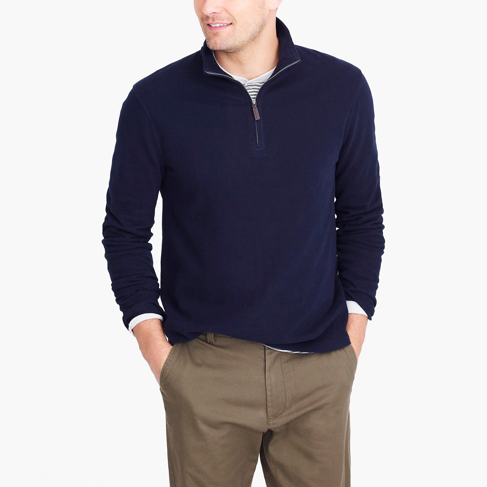 Sueded cotton jersey half-zip pullover | J.Crew Factory