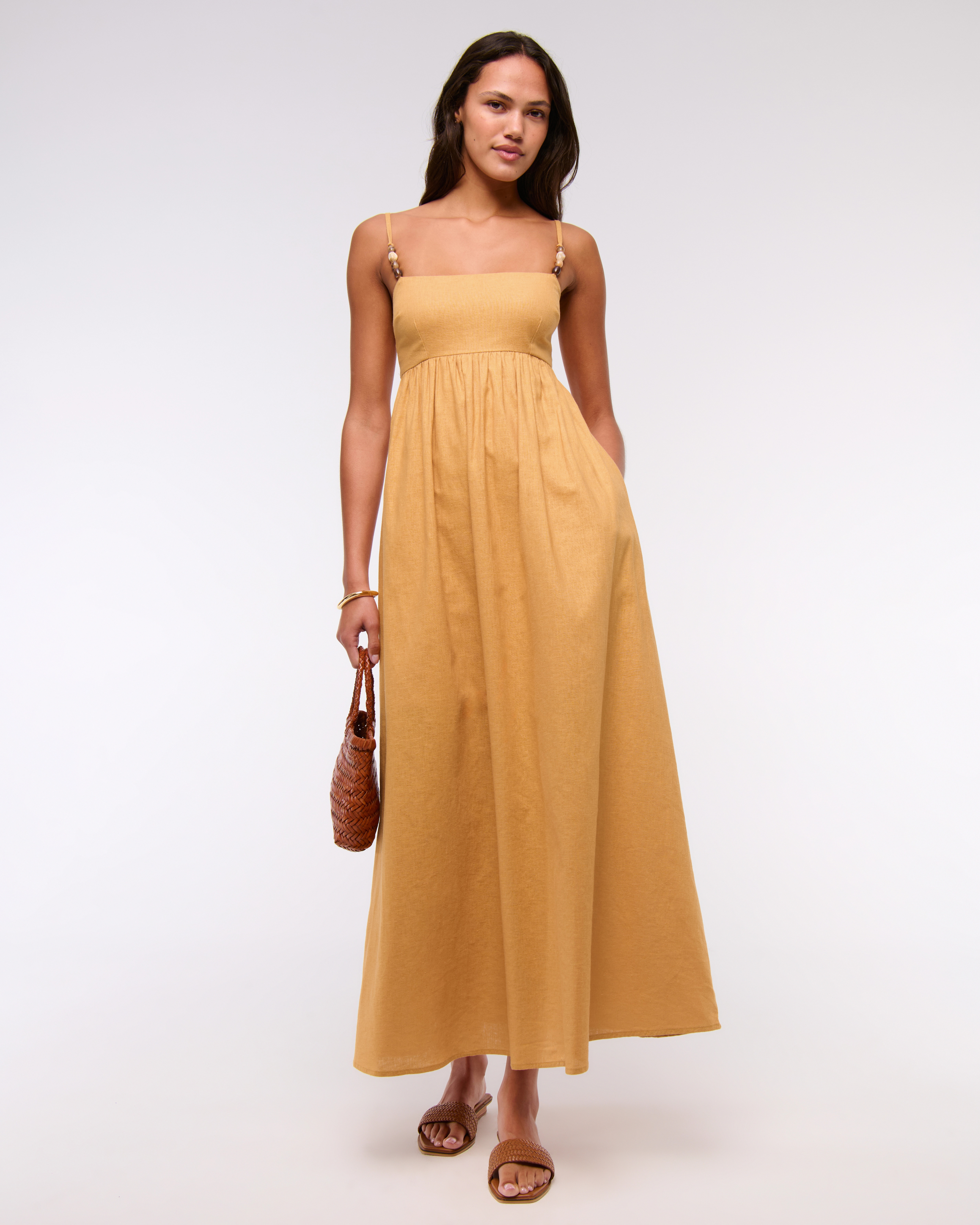 Tie-Back Babydoll Maxi Dress | Abercrombie & Fitch (US)