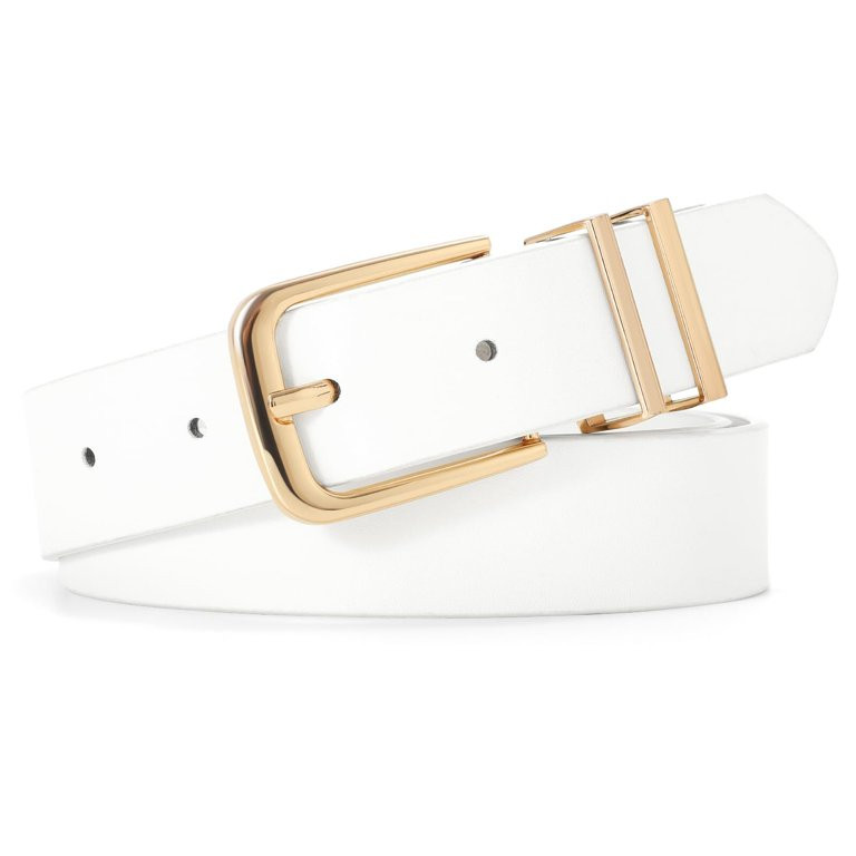 Women’s Leather Belts for Jeans Dress Ladies White Waist Belt | Walmart (US)