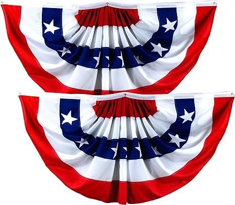 G128 – 2 Pack: USA Pleated Fan Flag, 3x6 Feet American USA Bunting Decoration Flags PRINTED Pat... | Amazon (US)