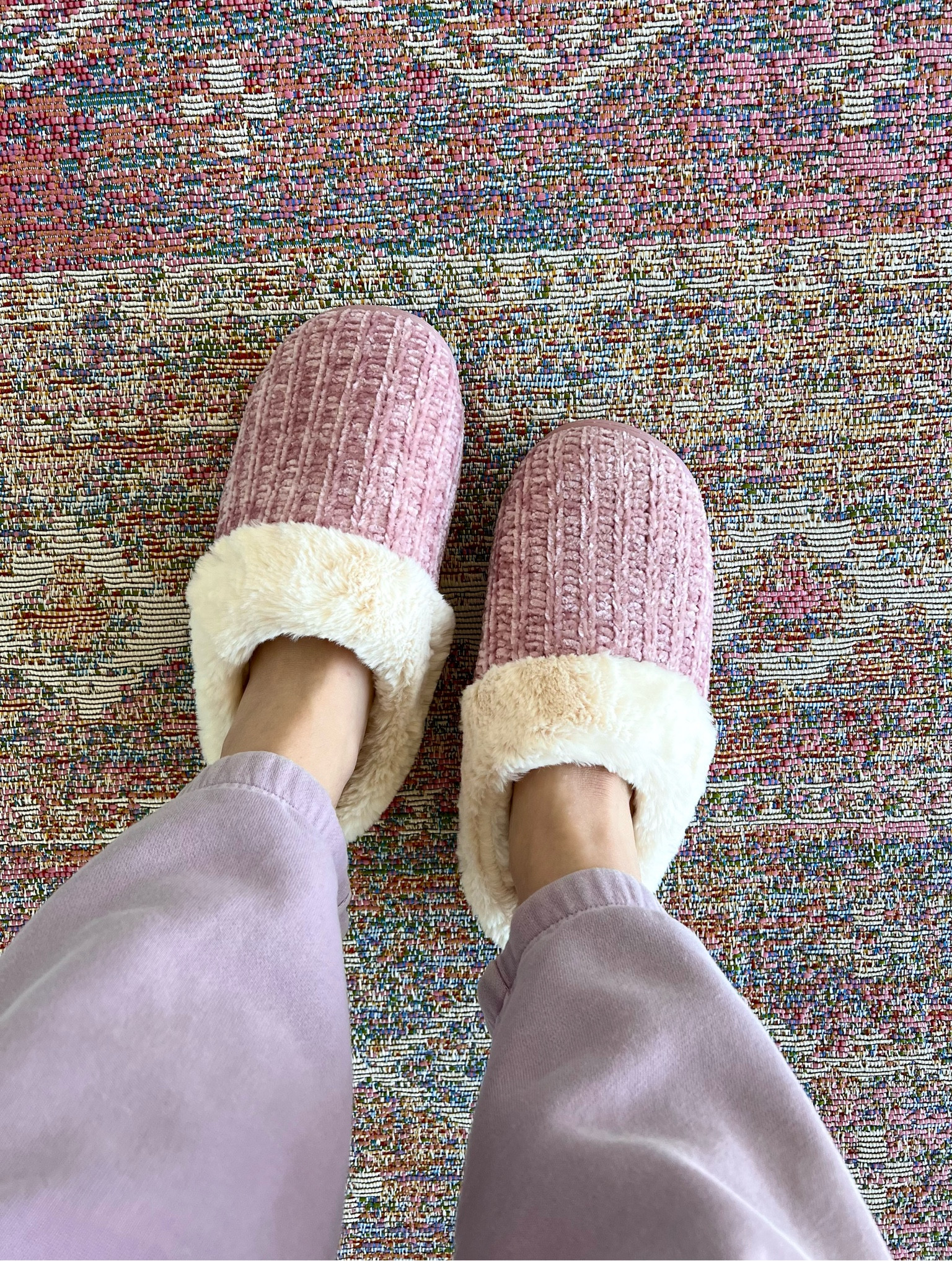 Cozy chenille fur trim slippers 💗 

#LTKFindsUnder50 #LTKShoeCrush #LTKHome