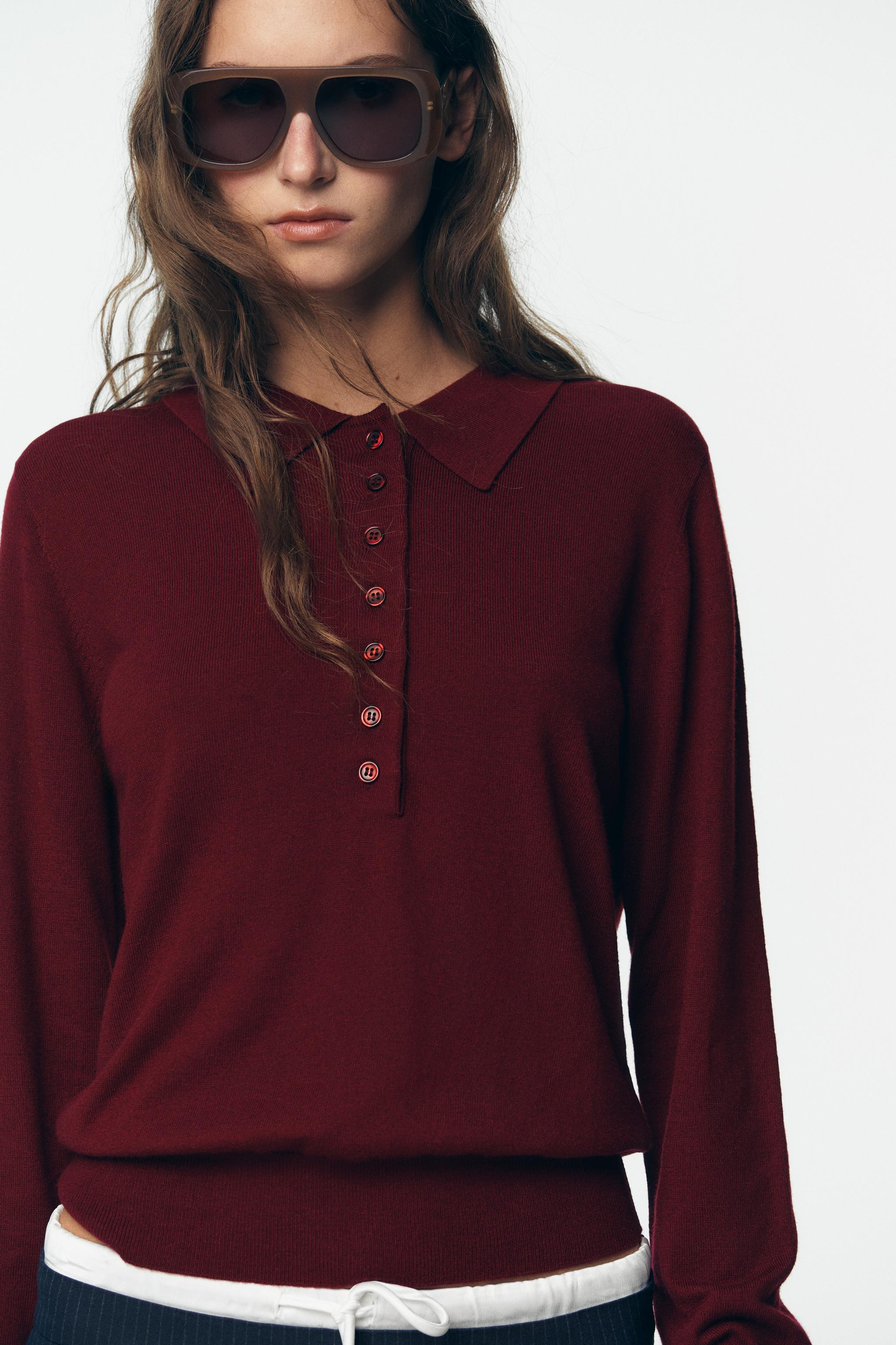 PLAIN KNIT POLO SWEATER | Zara US