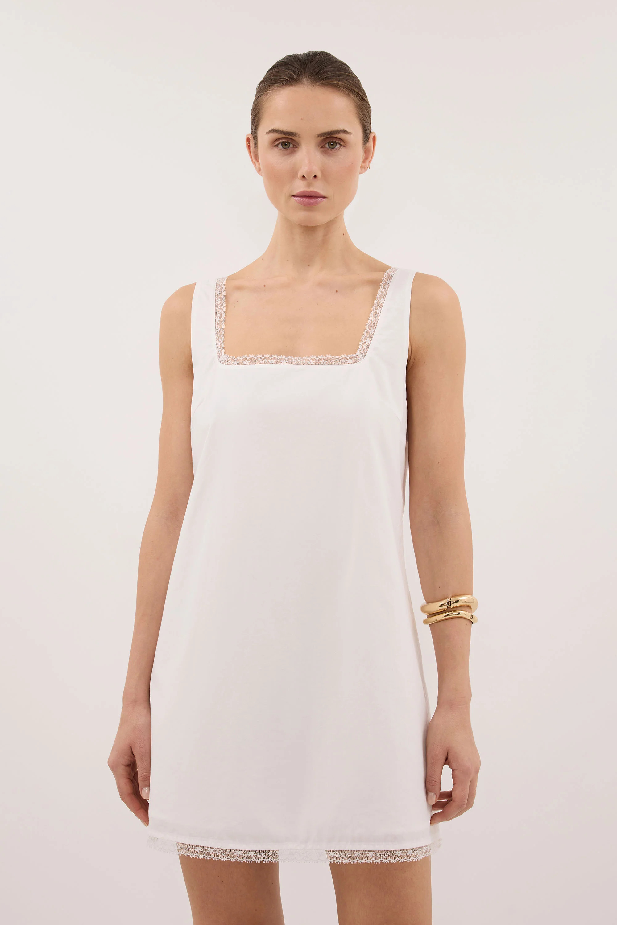 ROSIN WHITE LACE TRIM MINI DRESS | DISSH