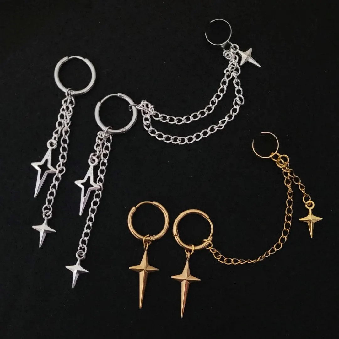 Kpop Demon Hunters Inspired Cuff Earrings for Huntr/x Rumi Fan | Gold Silver Cuff Star Chain Dang... | Etsy (US)