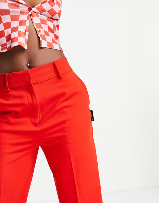COLLUSION super high waisted wide leg tailored pants in red | ASOS (Global)
