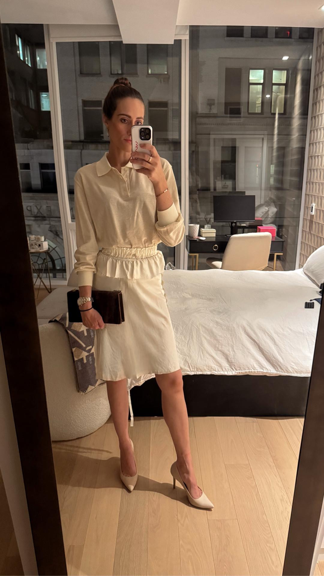 This MM8 dress was a dream and so was my first time at a #NYFW runway event. That’s my grandma’s vintage clutch too and I felt her presence next to me 🤎
Now bye to neutrals and back to my black wardrobe! 

#LTKItBag #LTKStyleTip #LTKSeasonal