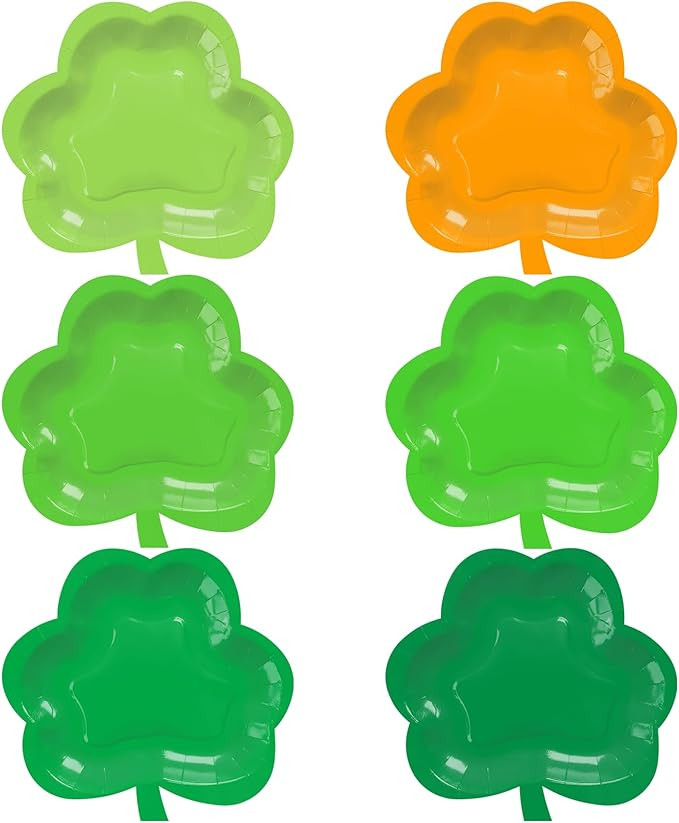 72pcs St. Patrick's Day Paper Plates,Shamrock Shaped Disposable Plates,for Holiday Party Table De... | Amazon (US)
