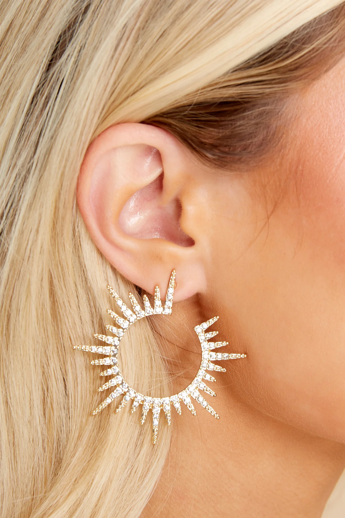 Beaming Beauty Gold Earrings | Red Dress 