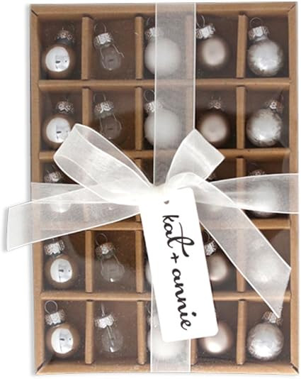 kat + annie 25 Count Frosted Ornament, Silver/White | Amazon (US)