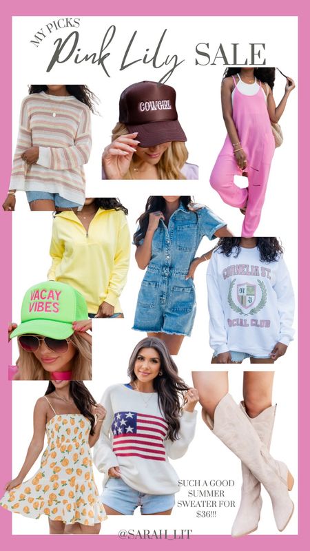 Pink Lily 25% off site wide sale!!!! No code needed! graphic tees, graphic sweatshirts, swimsuits, trucker hats, cowboy boots, swimsuits. The American flag sweatshirt is def gonna be a hit item this summer!! So many good summer vacation pieces  

#LTKsalealert #LTKfindsunder50 #LTKtravel