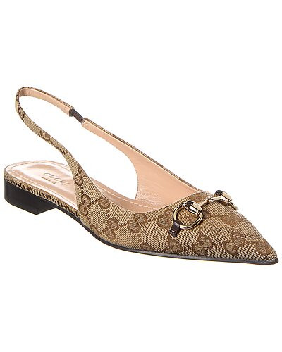 Horsebit GG Canvas Slingback Ballerina Flat | Gilt & Gilt City