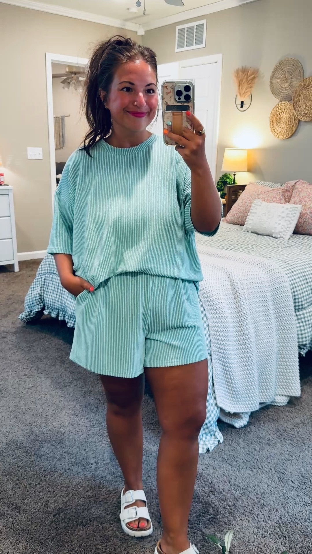 Color makes everything more fun ☀️ This Amazon two-piece set is lightweight, easy to style, and perfect for all your summer plans!

sandals: fit true to size // wearing a 5
set: fits true to size // wearing an XL 

 #LTKootd #LTKMidsize