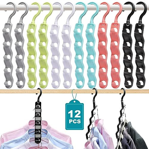 Closet Organizers and Storage,Upgraded Organization and Storage Clothes Hanger,12 Pack College Dorm Room Essentials,Sturdy Closet Organizer Home Essentials Space Saving Hangers for Thick Clothe | Amazon (US)