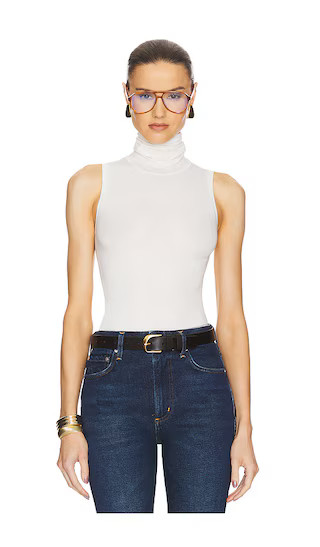 Turtleneck Tank in 2nd Skin Jersey in Cream | Revolve Clothing (Global)