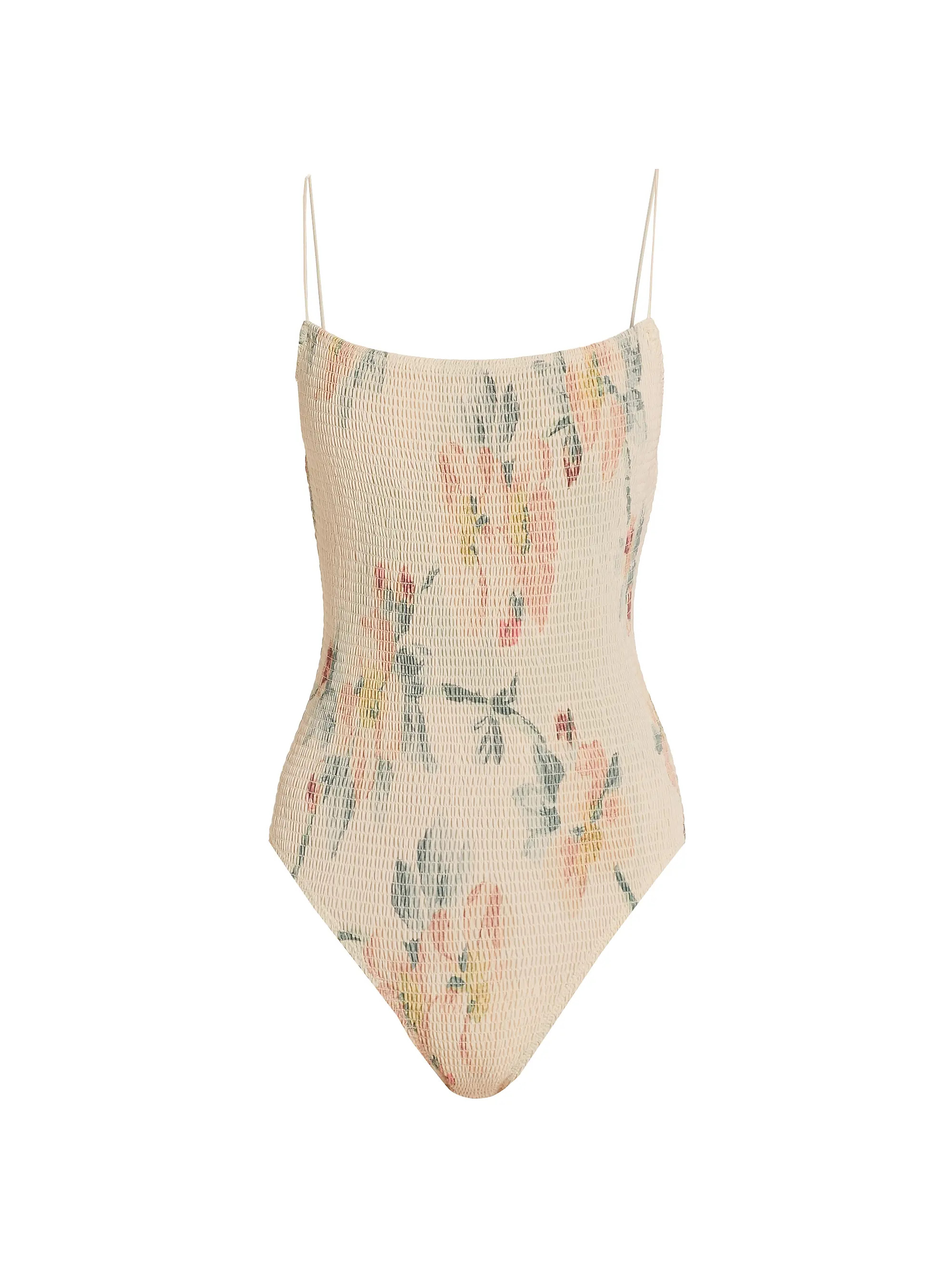 TotemeFloral Smocked One-Piece Swimsuit | Saks Fifth Avenue