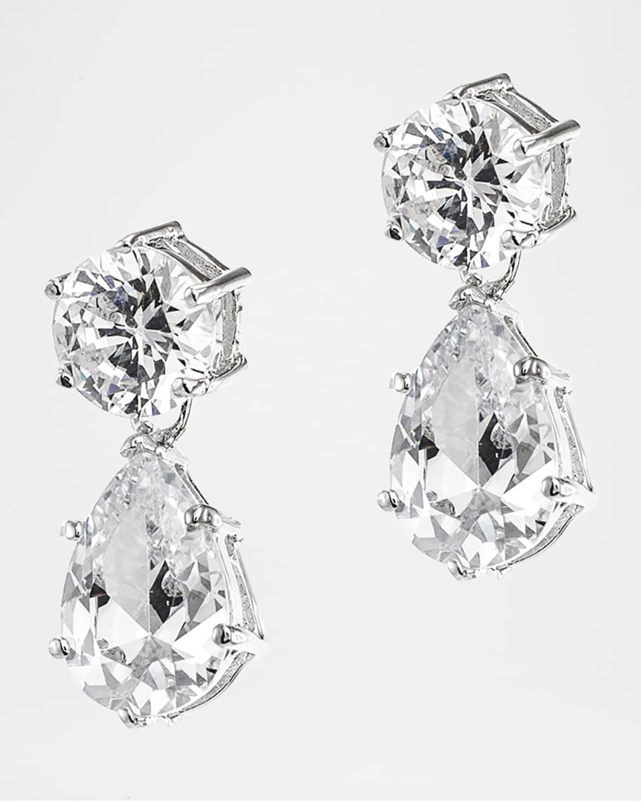 Classic Cubic Zirconia Round-Post Pear-Drop Earrings | Neiman Marcus