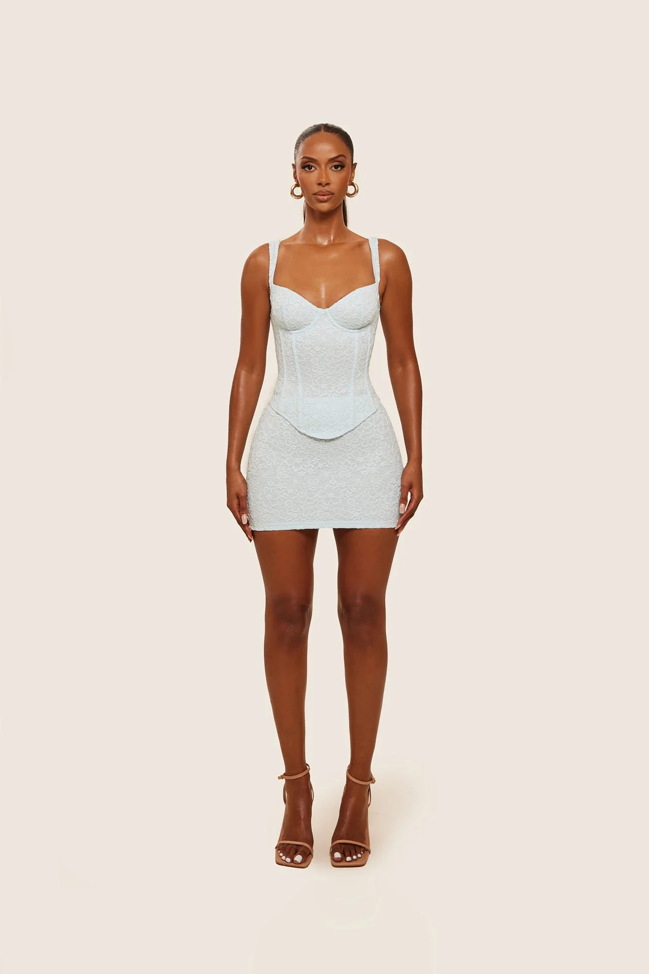 The Cinched Lace Corset Mini Set in Blue | Mars The Label