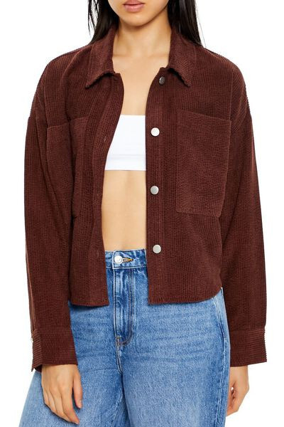 Corduroy Cropped Shacket | Forever 21