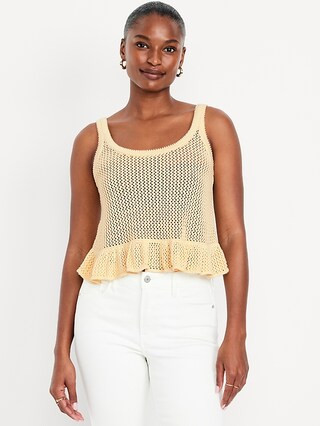 Sleeveless Open-Stitch Peplum Sweater | Old Navy (US)