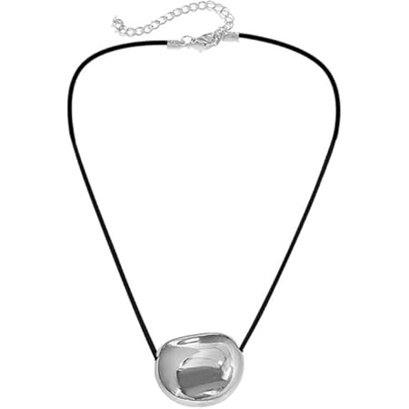 BLACKNANA Stylish Metal Oval Shaped Neckchain Geometric Pendant Necklace Adjustable PU Leather Co... | Amazon (US)