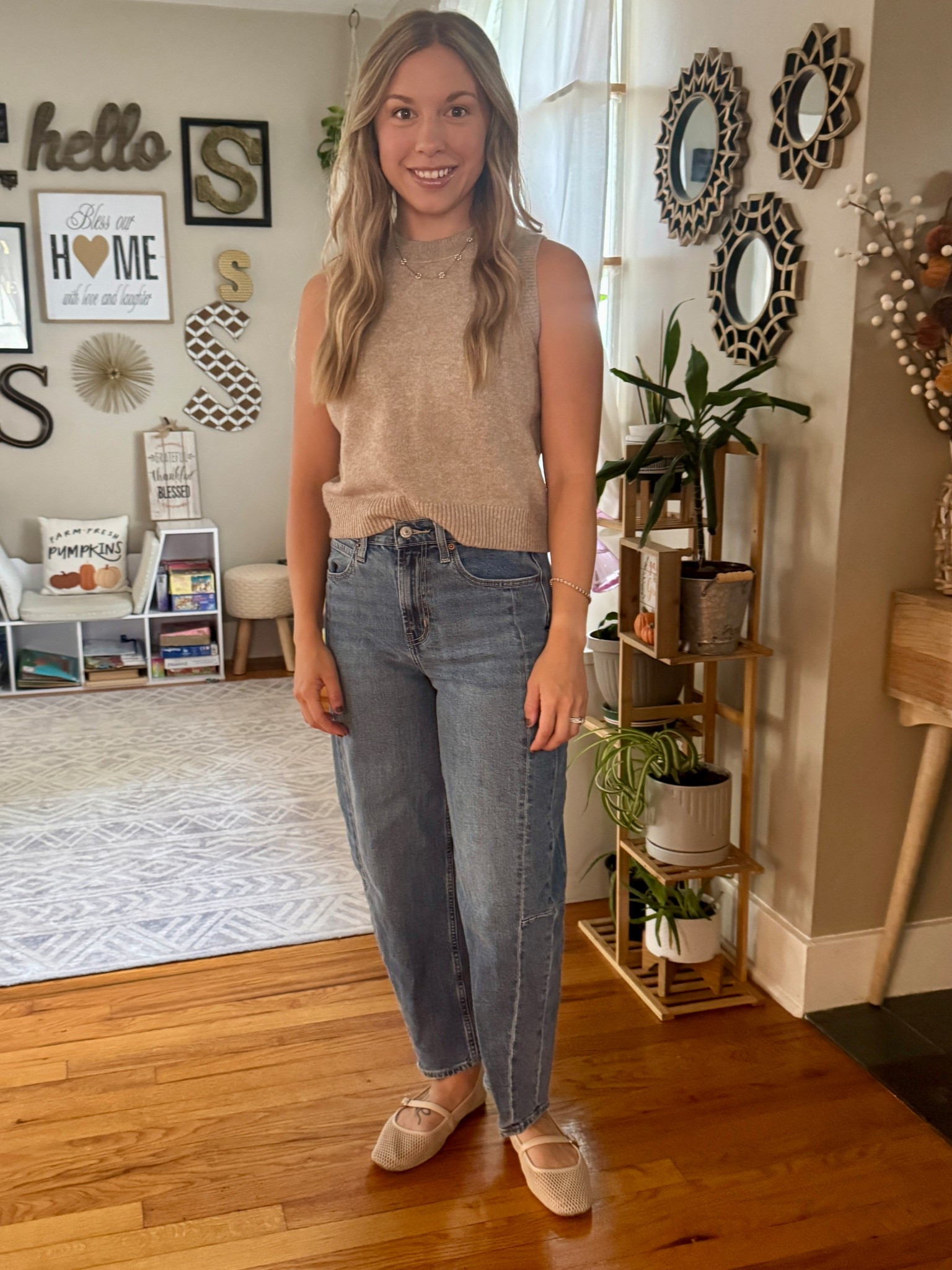 OOTD for church today ✨
Loving this sweater tank , it’s perfect for transitioning from Summer to Fall 🍂
#ootd #churchfit #momoftwo 

#LTKFindsUnder50 #LTKStyleTip #LTKSeasonal
